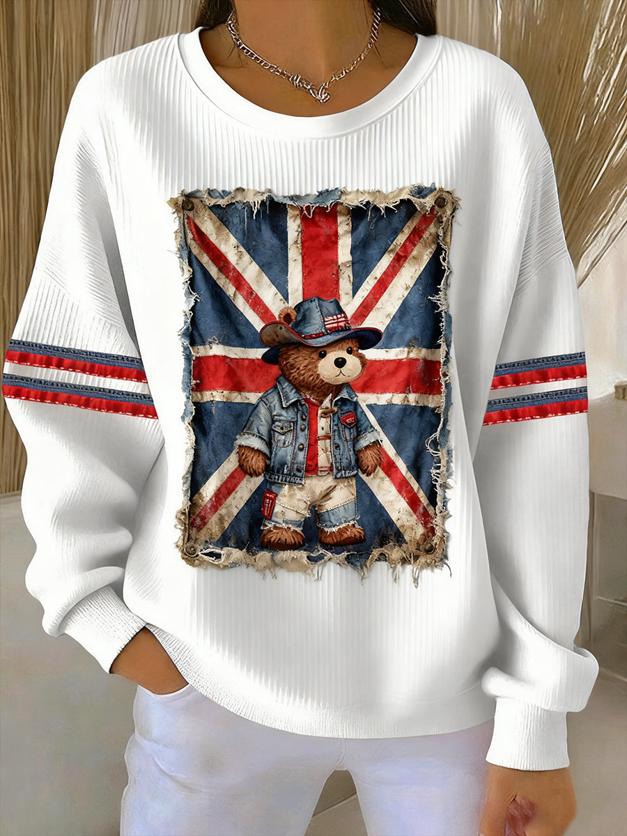 Women's British Style Printed Casual Sweatshirt
