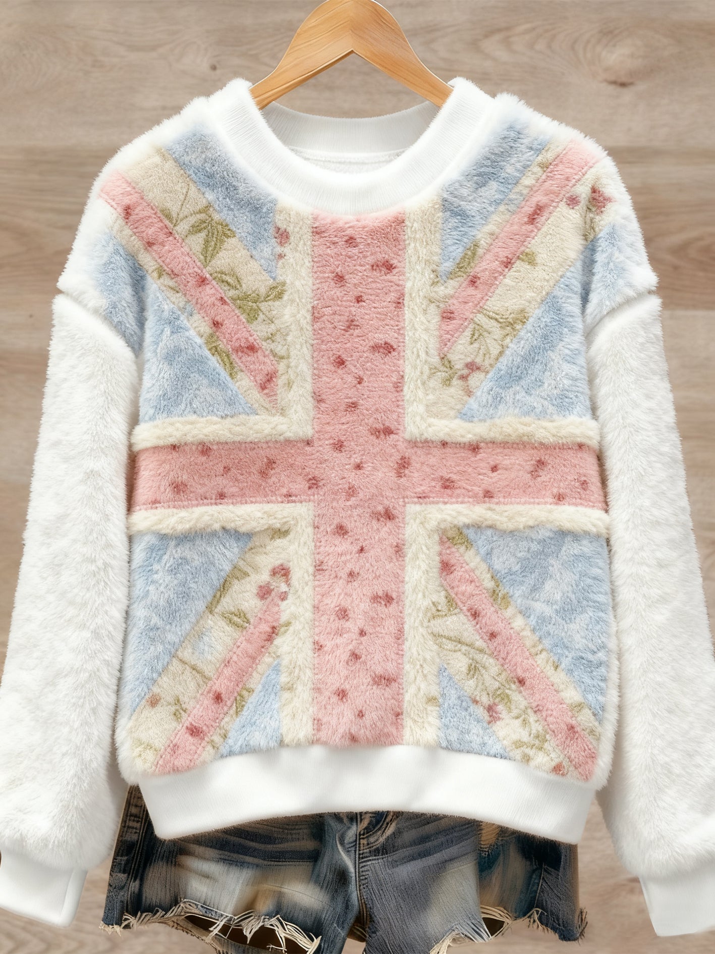Women's British style Art Print Casual Flannel Sweater