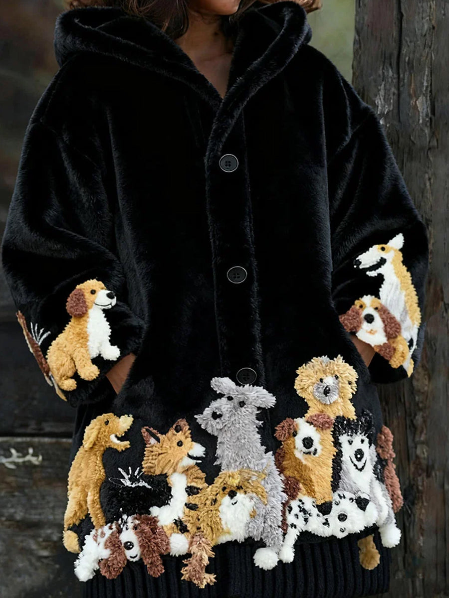 Women's Retro Animal Art Print Comfortable Flannel Cardigan