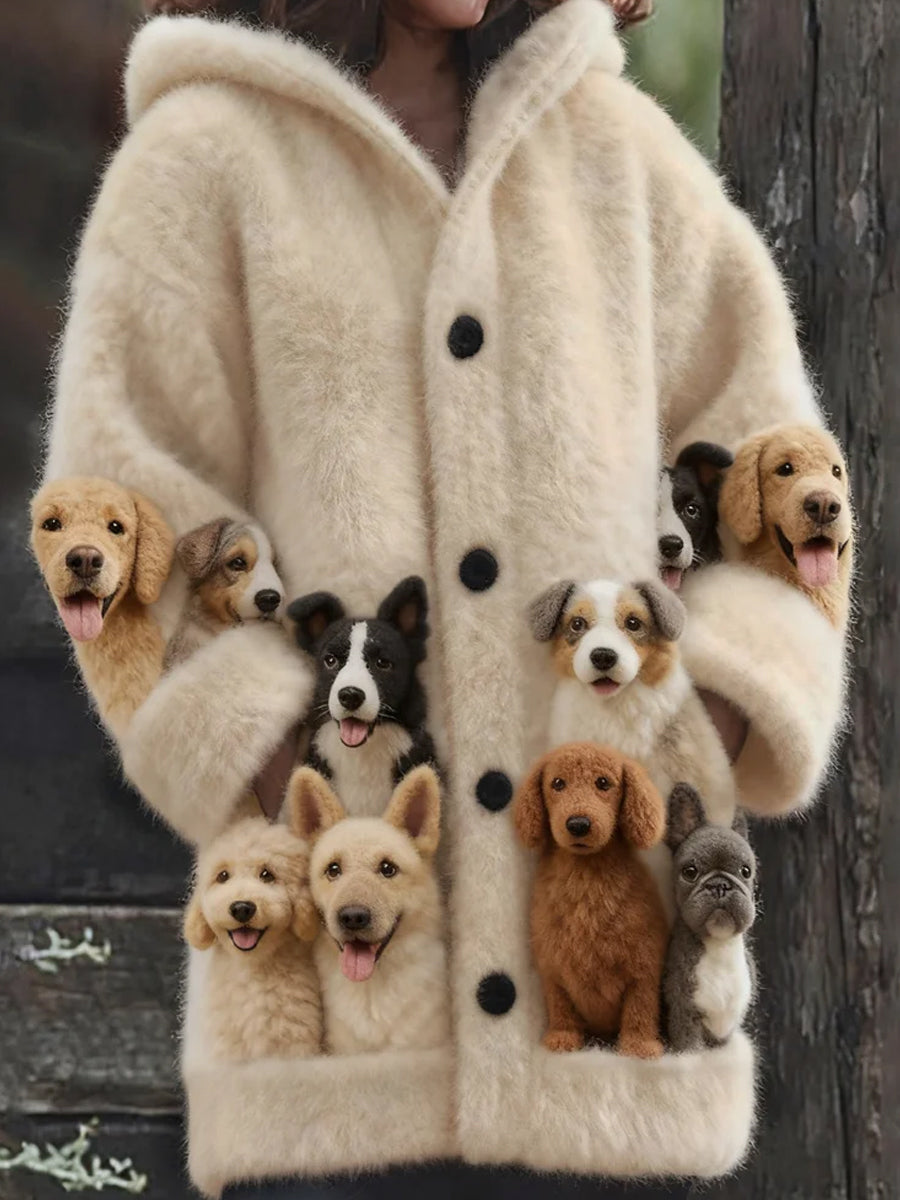 Women's Retro Animal Art Print Comfortable Flannel Cardigan