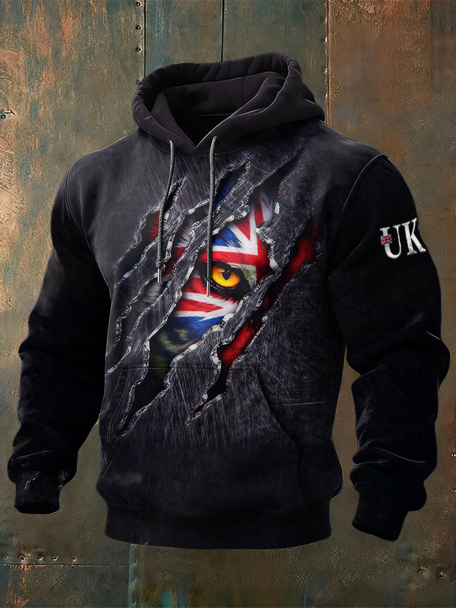 Men's British UK Flag Tiger Hooded Sweatshirt