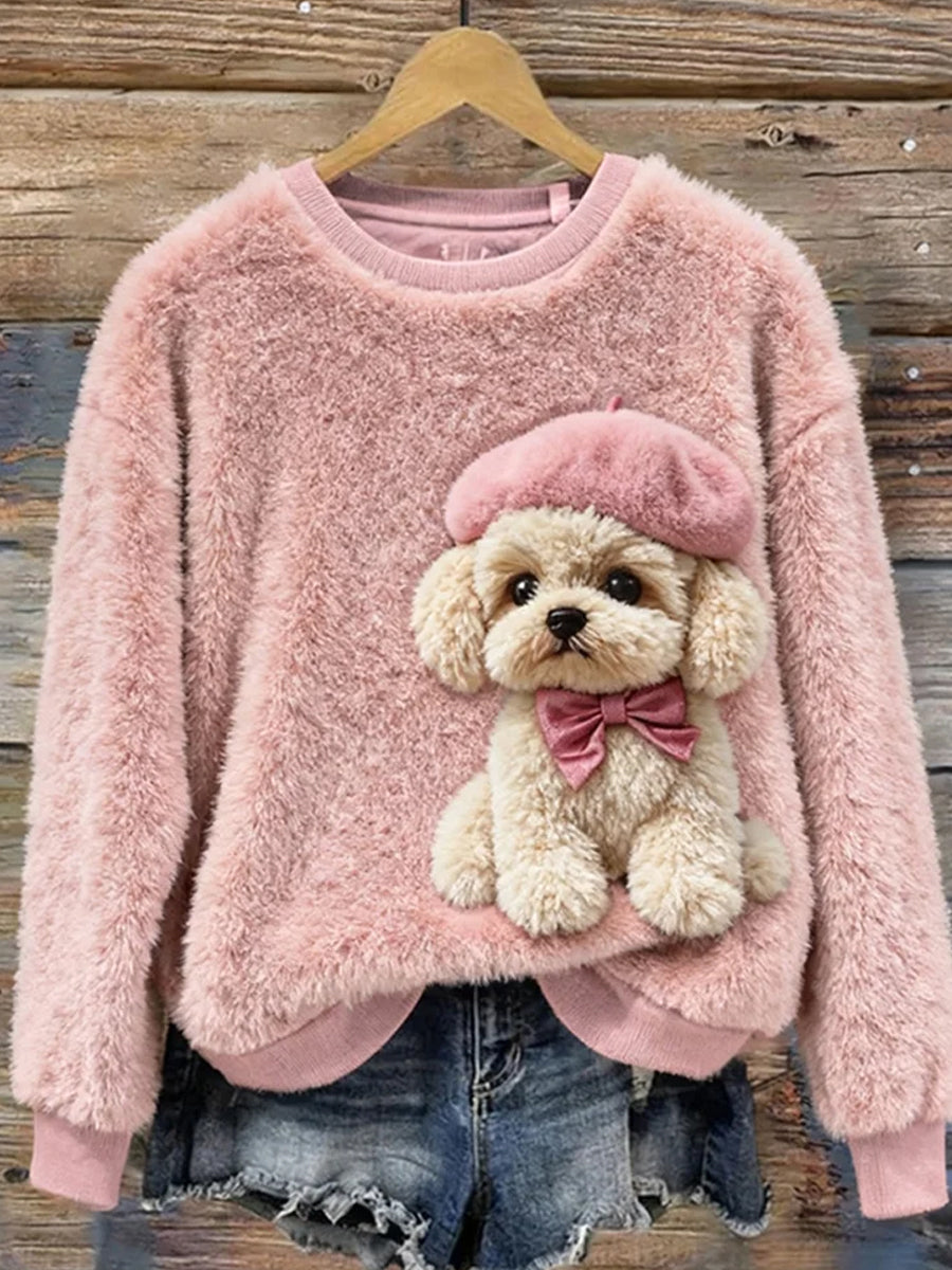 Women's Retro Animal Christmas Art Print Casual Flannel Top