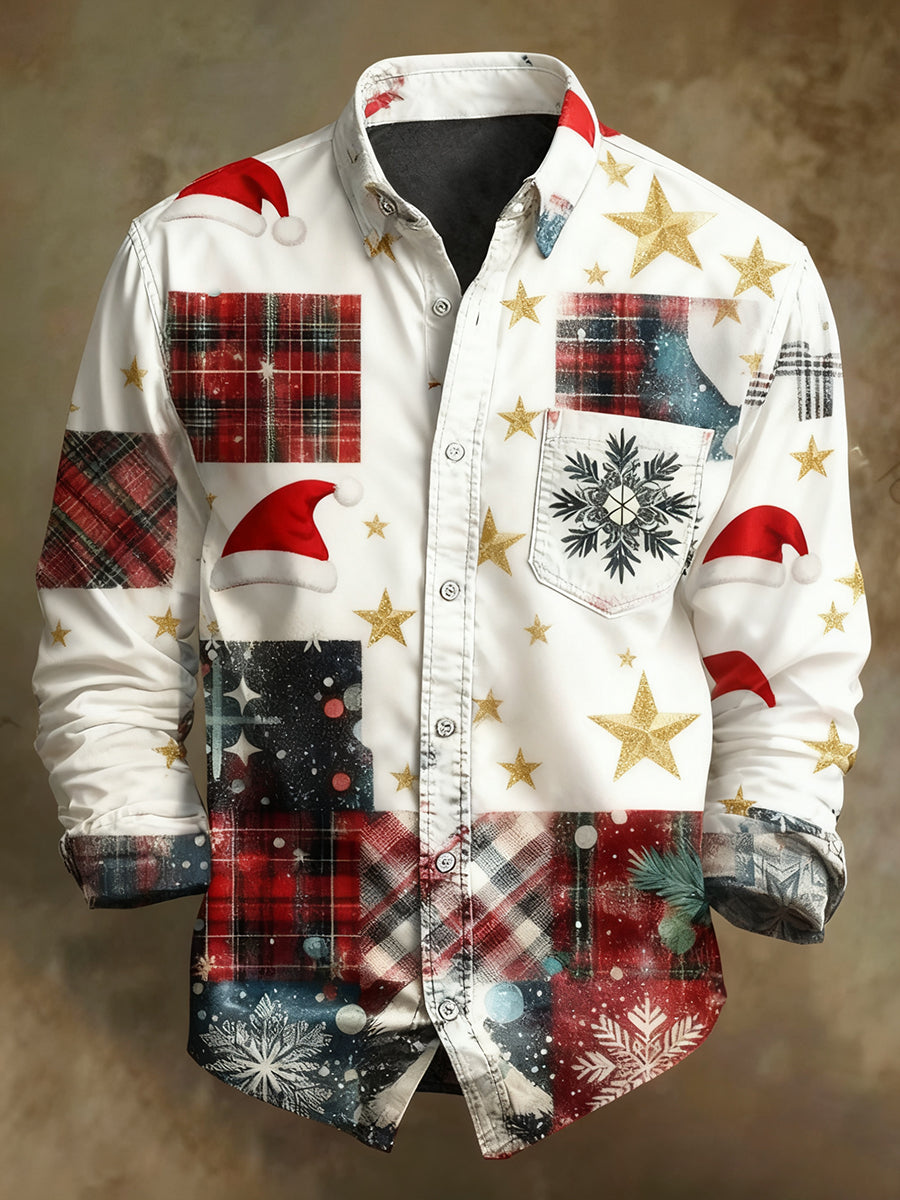 Men's Retro Christmas Casual Comfort Long-Sleeved Shirt