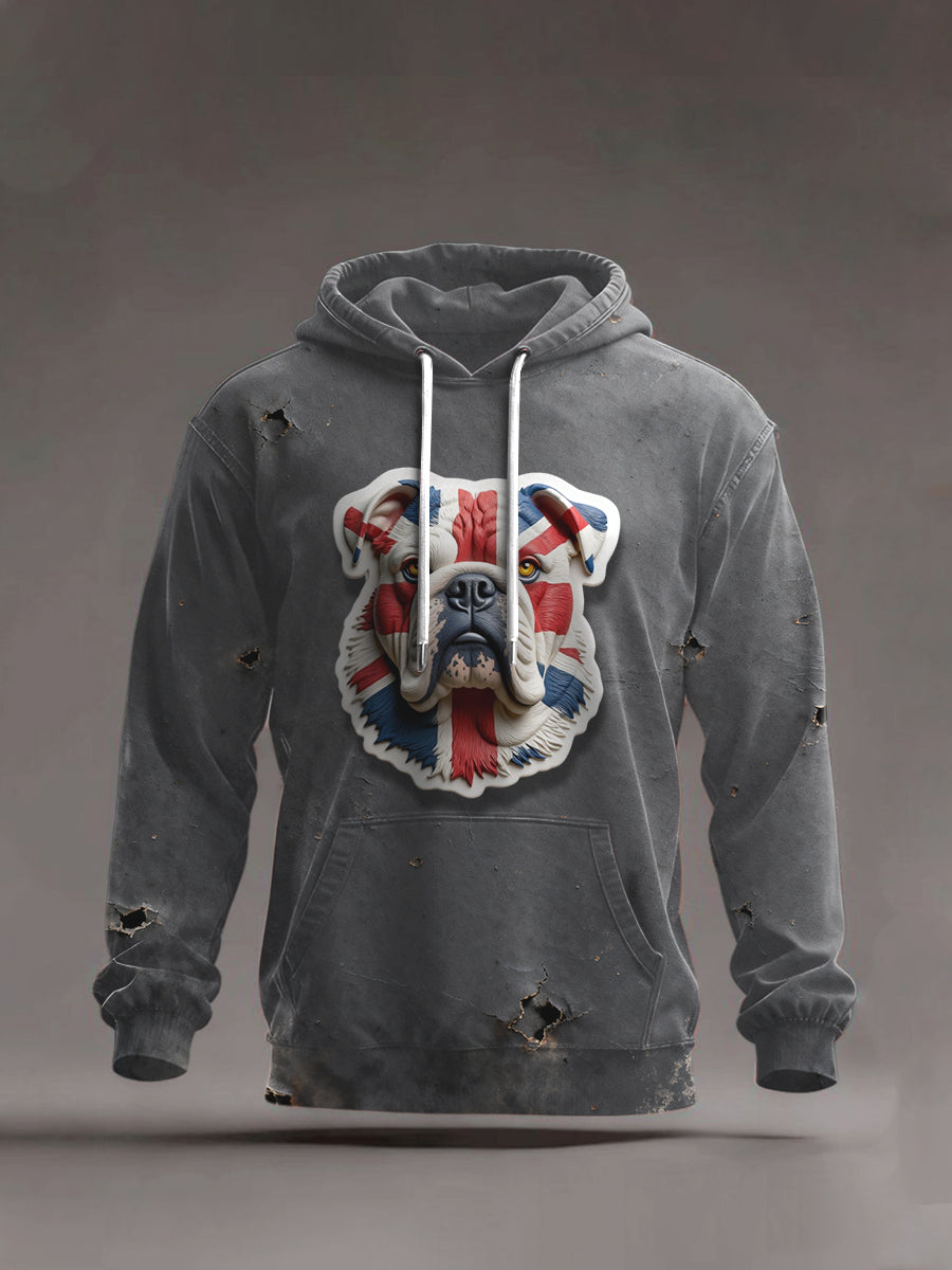 Men's Dark Grey Hoodie with British French Bulldog Design