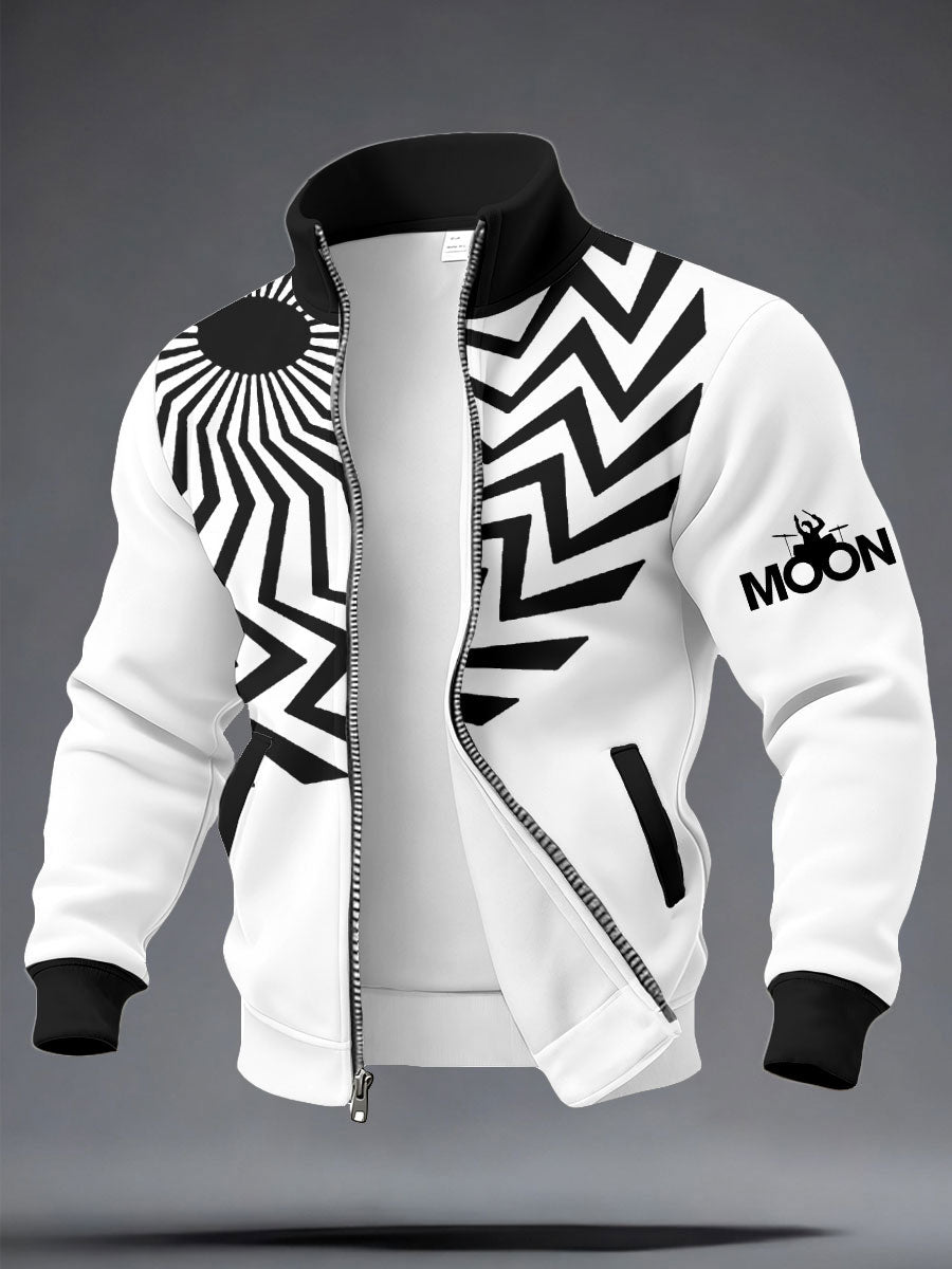 Men's UK Mod Music Lover Moon Printed Coat