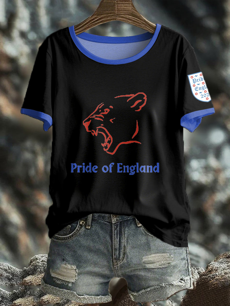 Women's UK England Football Lover Champion Printed T-shirt
