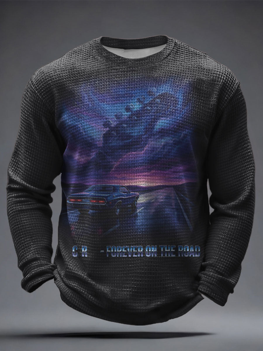 Men's The Road Man Music Lover Printed Waffle Tops
