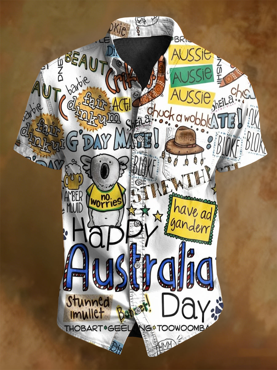 Men's Happy Australia Day Short sleeves Shirt