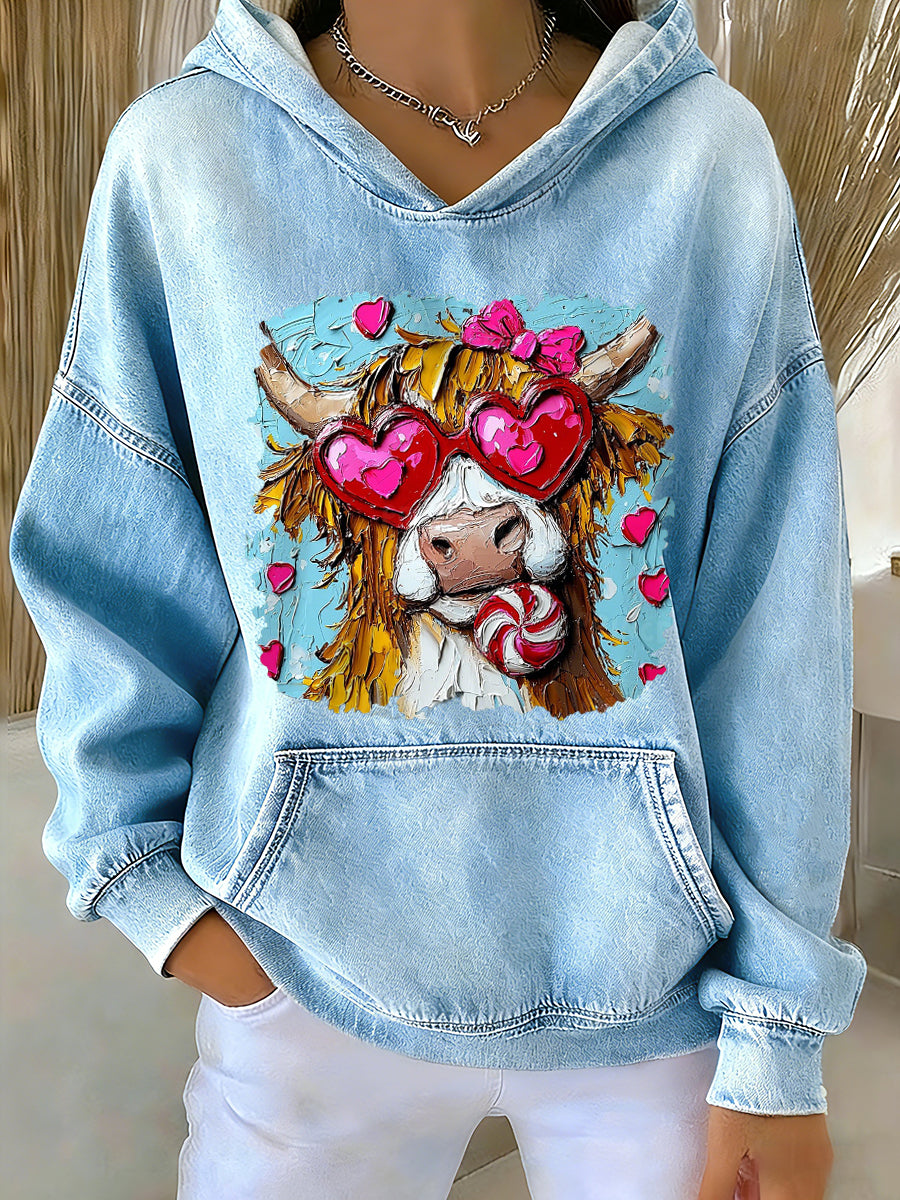 Women's Valentine Oil Painting Art Design Hoodie