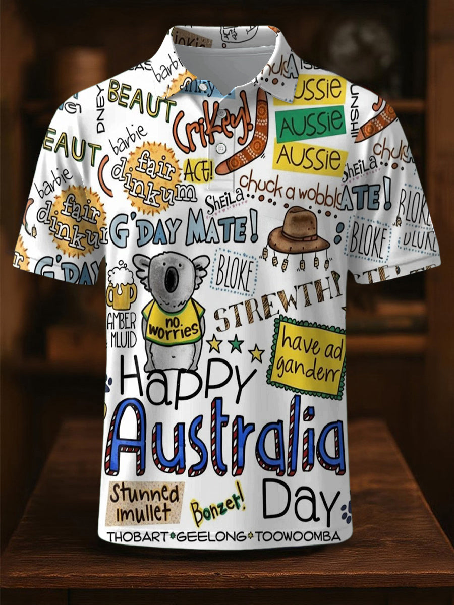 Men's Happy Australia Day Short sleeves Polo Shirt