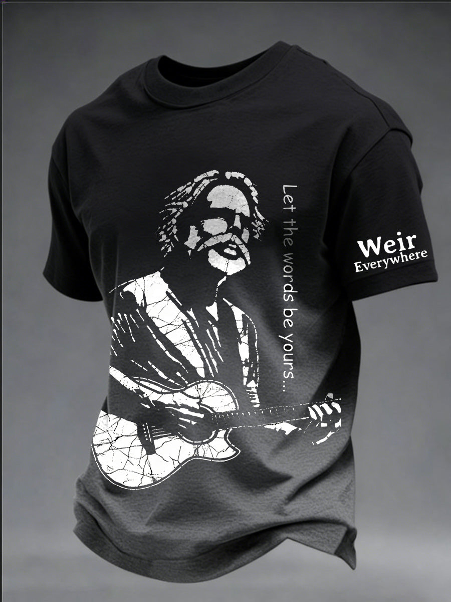 Commemorative Print T-Shirt Of Bob Weir, Co-Founder And Guitarist Of The Band (An American Rock Band)