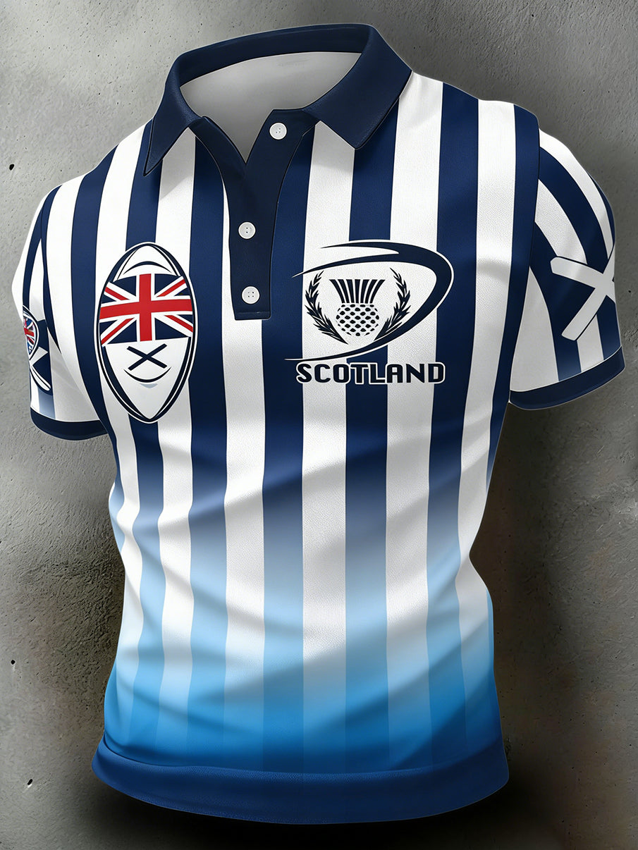 Men's Scottish Rugby Print Polo Shirt