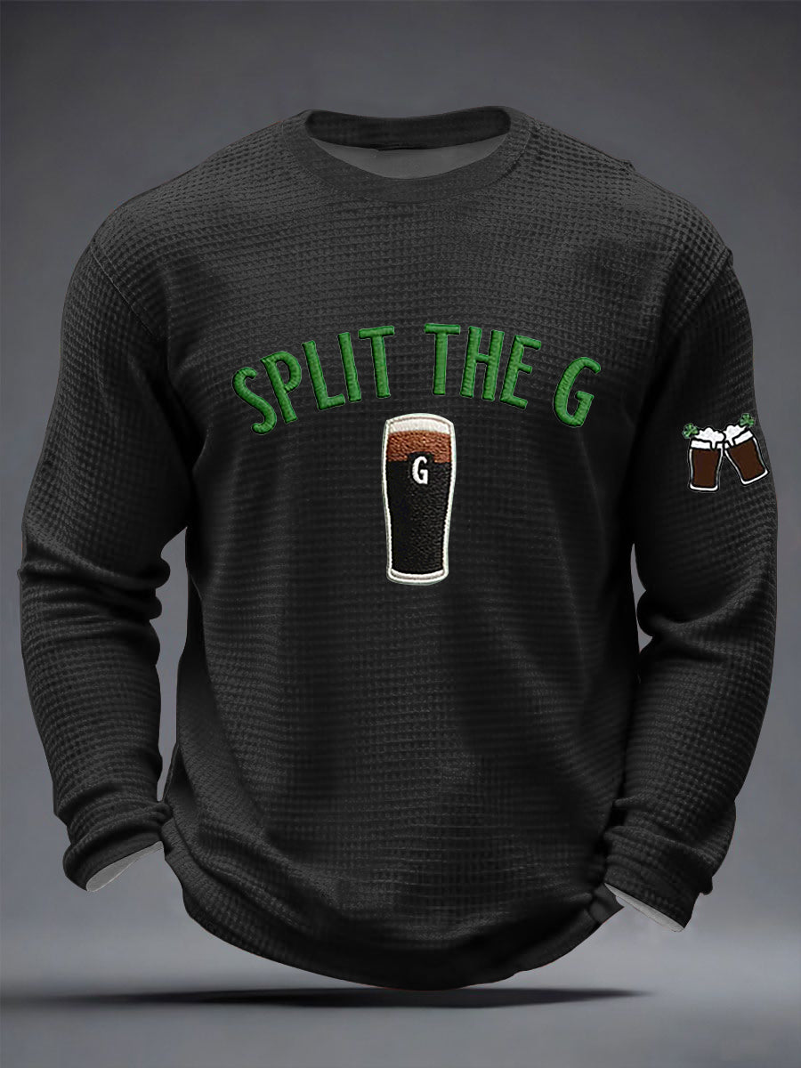 Men's St. Patrick's Day Split the G Printed Waffle Long Sleeve T-Shirt