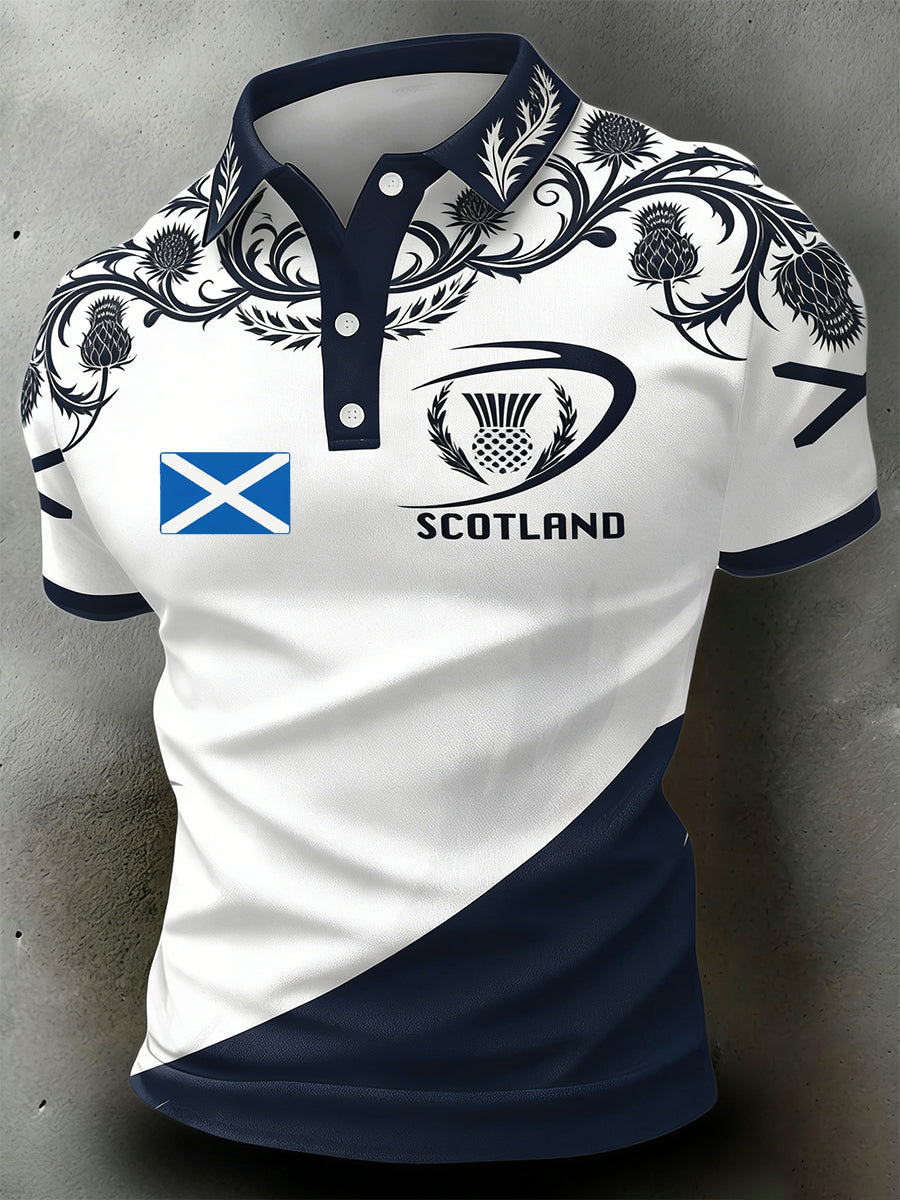 Men's Scottish Rugby Print Polo Shirt