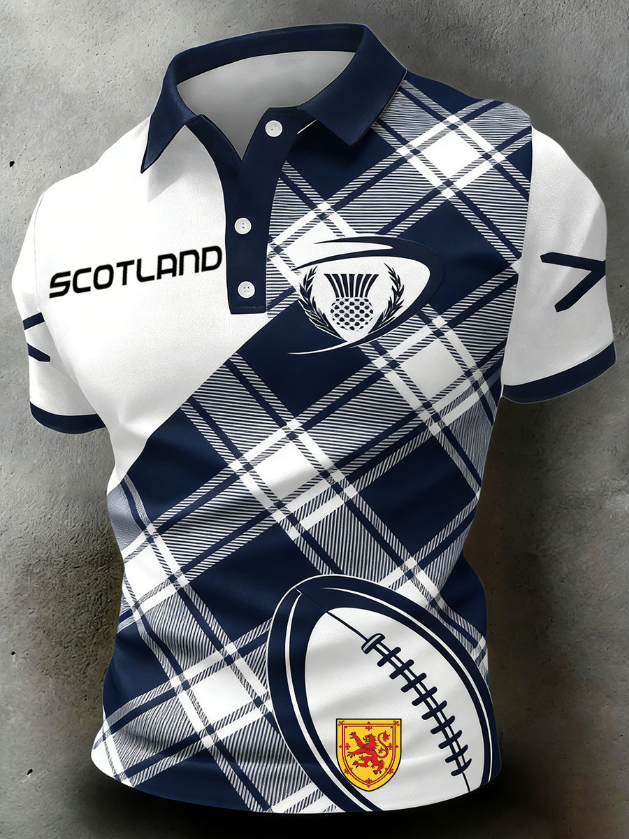 Men's Scottish Rugby Print Polo Shirt