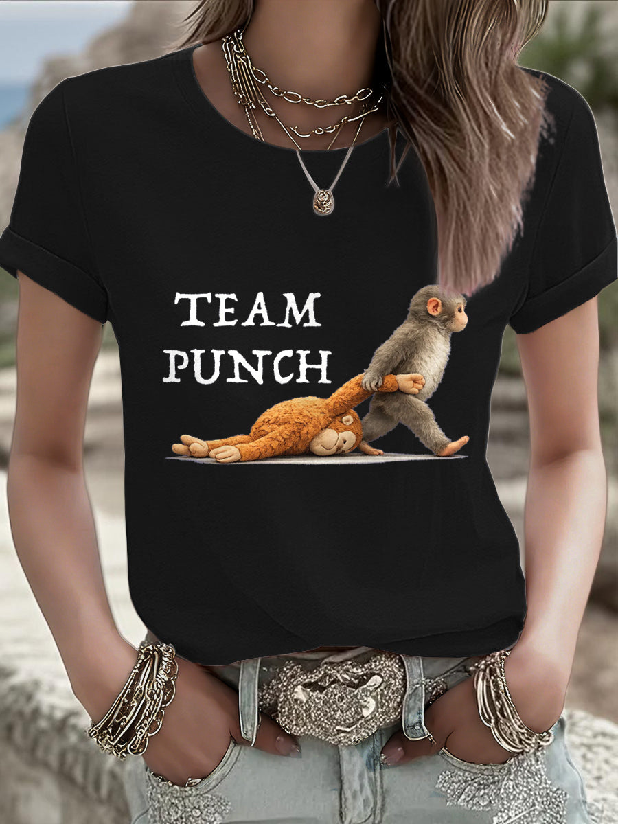 Women's Punch Monkey Brave Printed T-Shirt