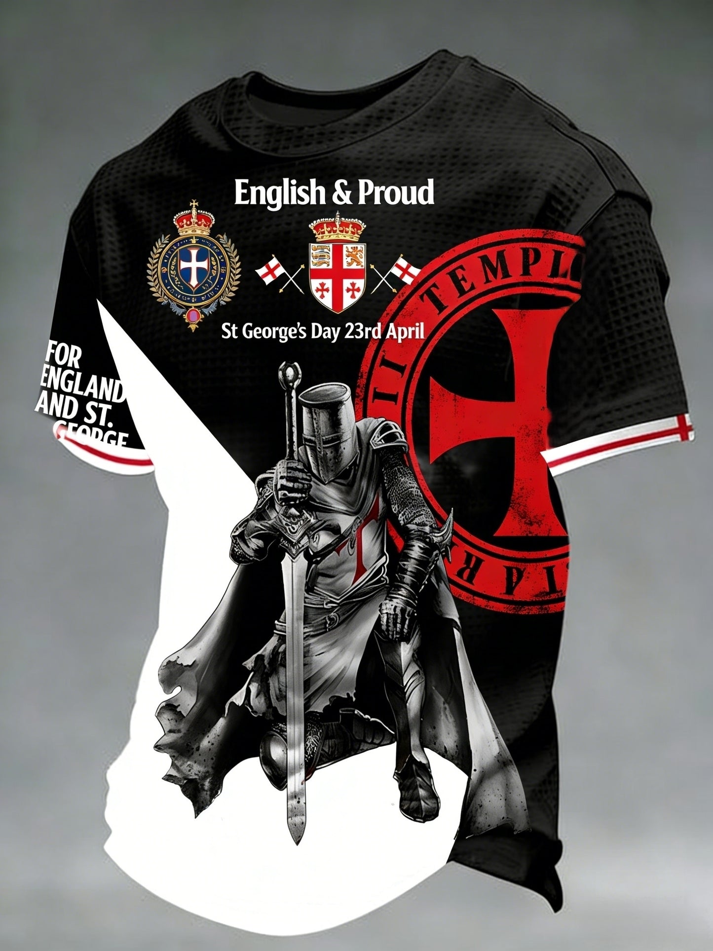 Retro St George's Day Casual Waffle Short-Sleeve T-Shirt