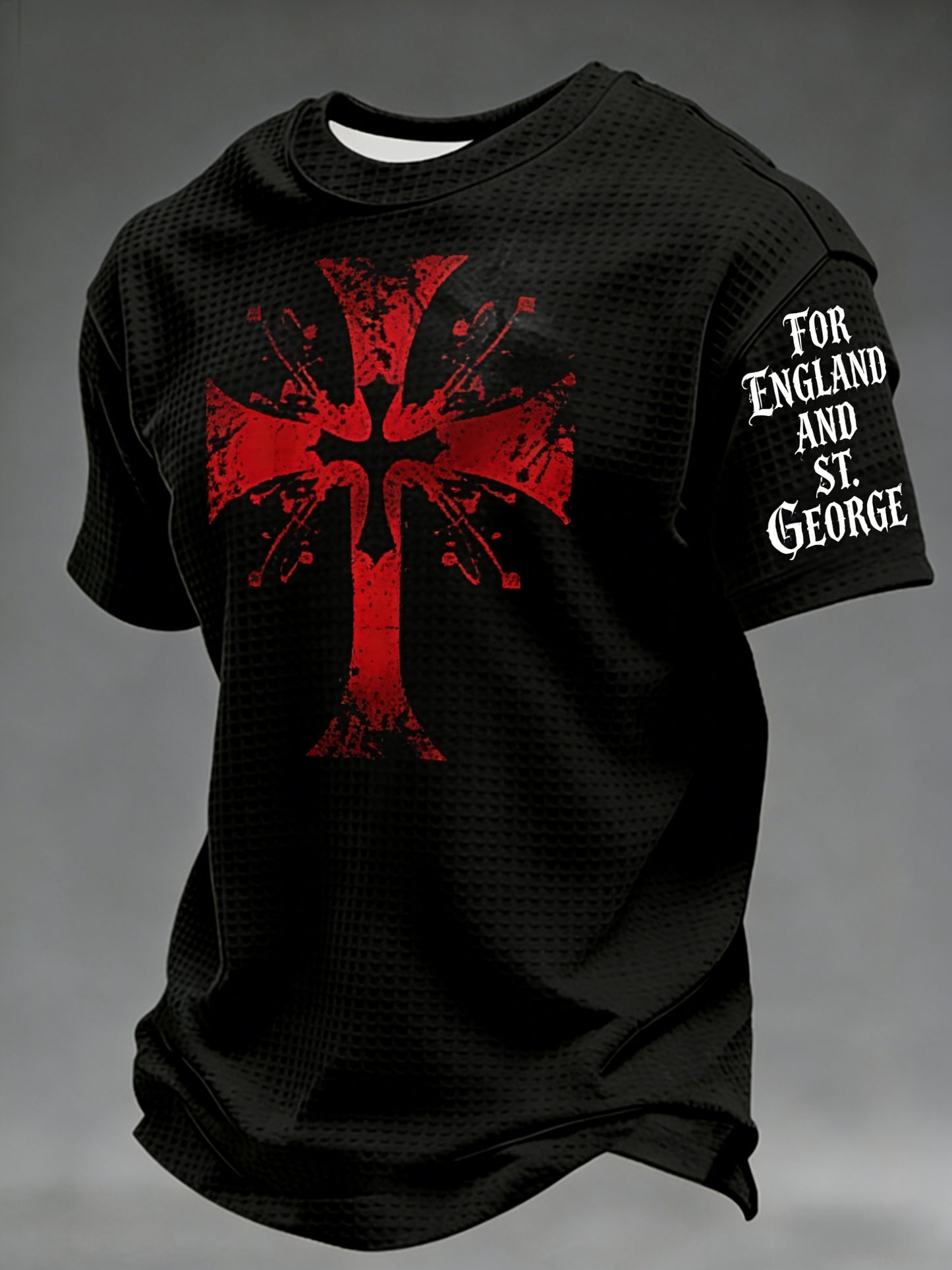 Retro St George's Day Casual Waffle Short-Sleeve T-Shirt