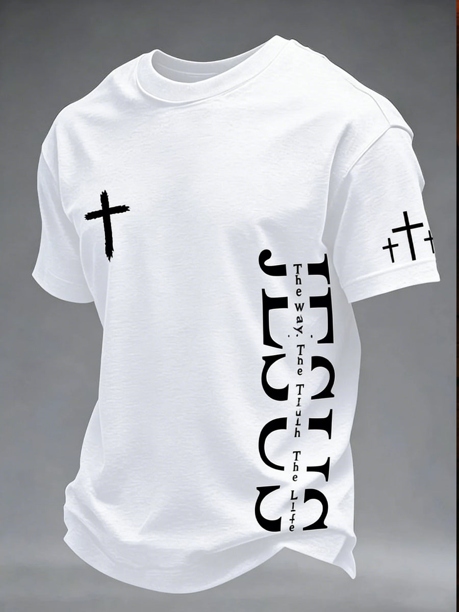 Retro Faith-Themed Art Print Casual T-Shirt