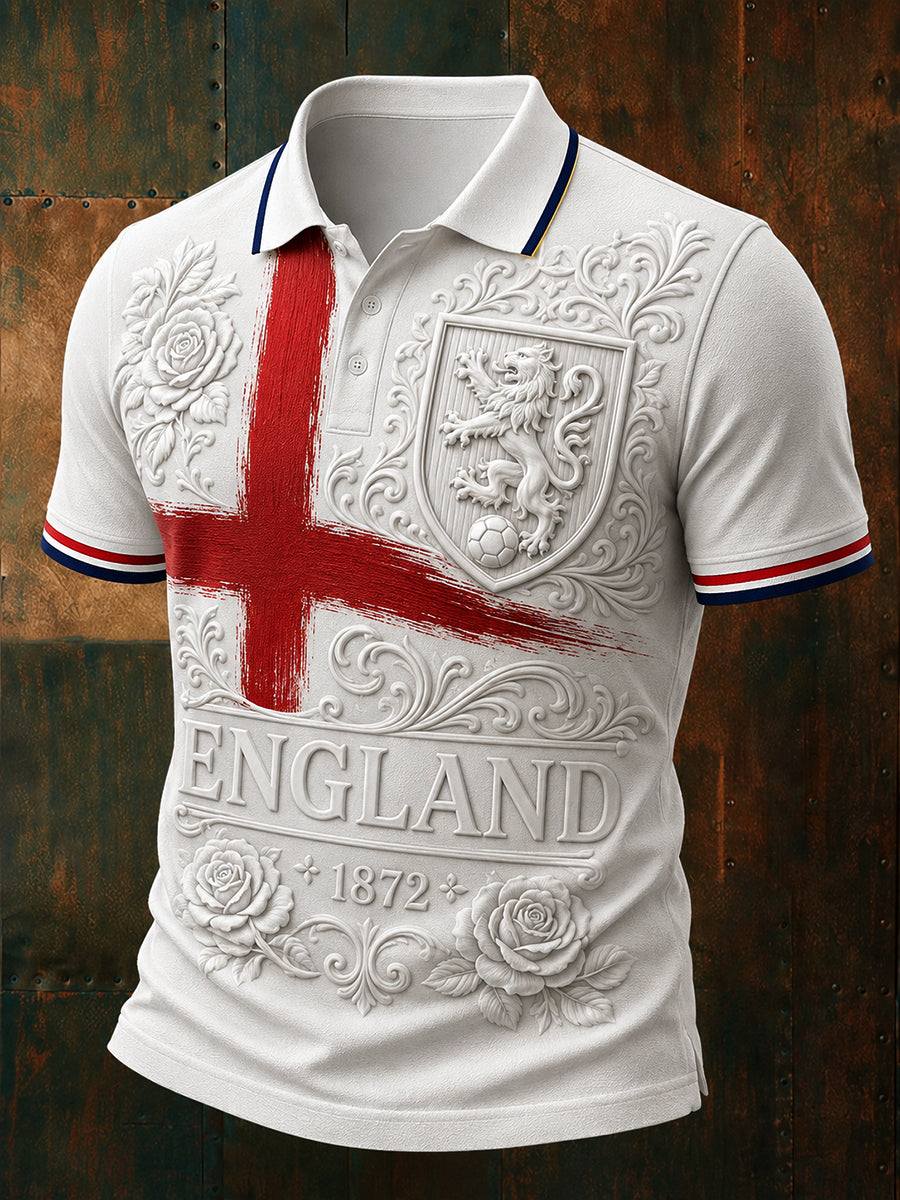 Retro England Football Fan Art Print Casual Jersey