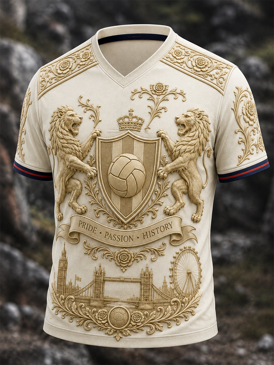 Retro England Football Fan Art Print Casual Jersey