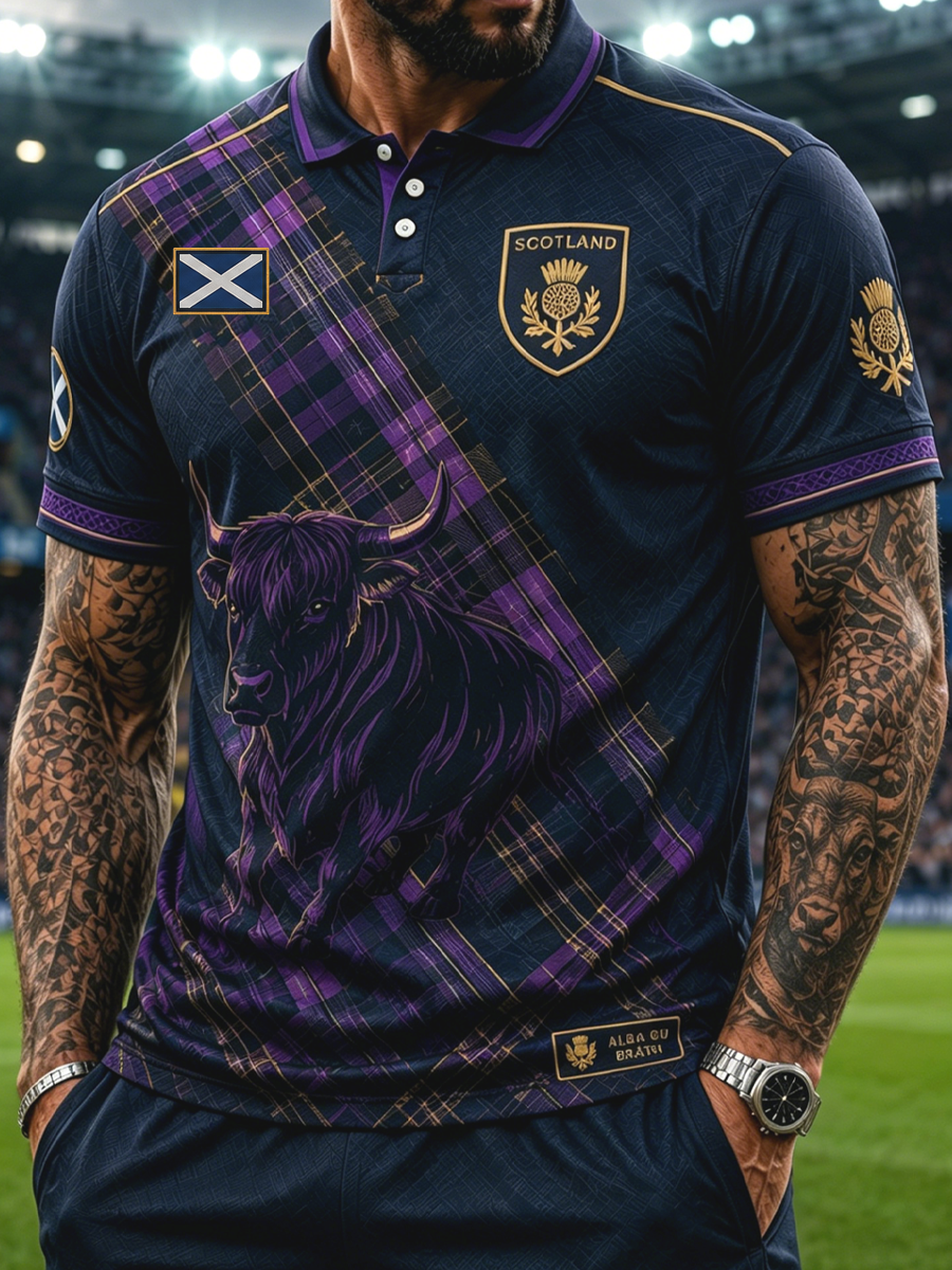 Men's Scotland Printed three buttons shoulder sleeve