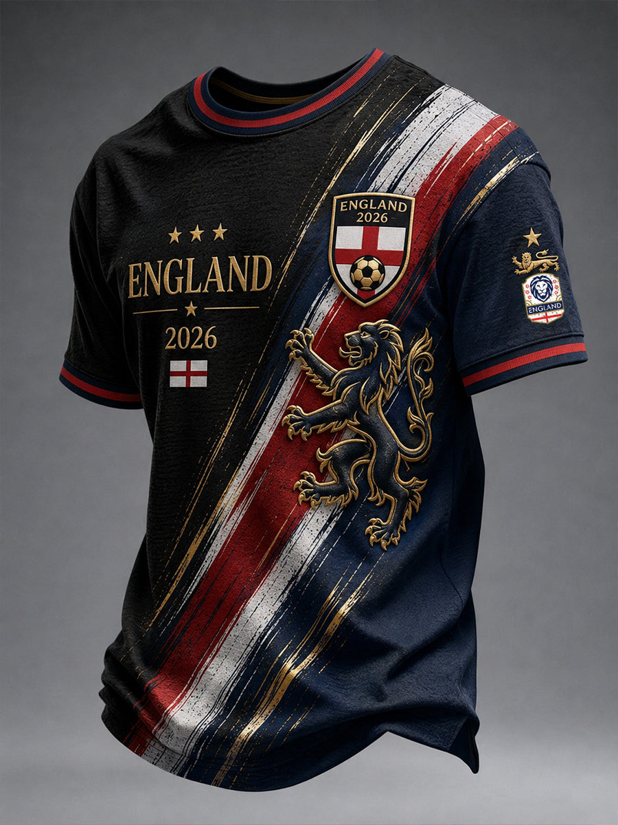 Retro England Football Fan Art Print Casual Jersey