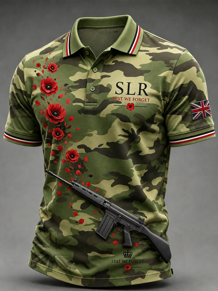 Men's Retro Weapon Print Short-Sleeve Polo Shirt