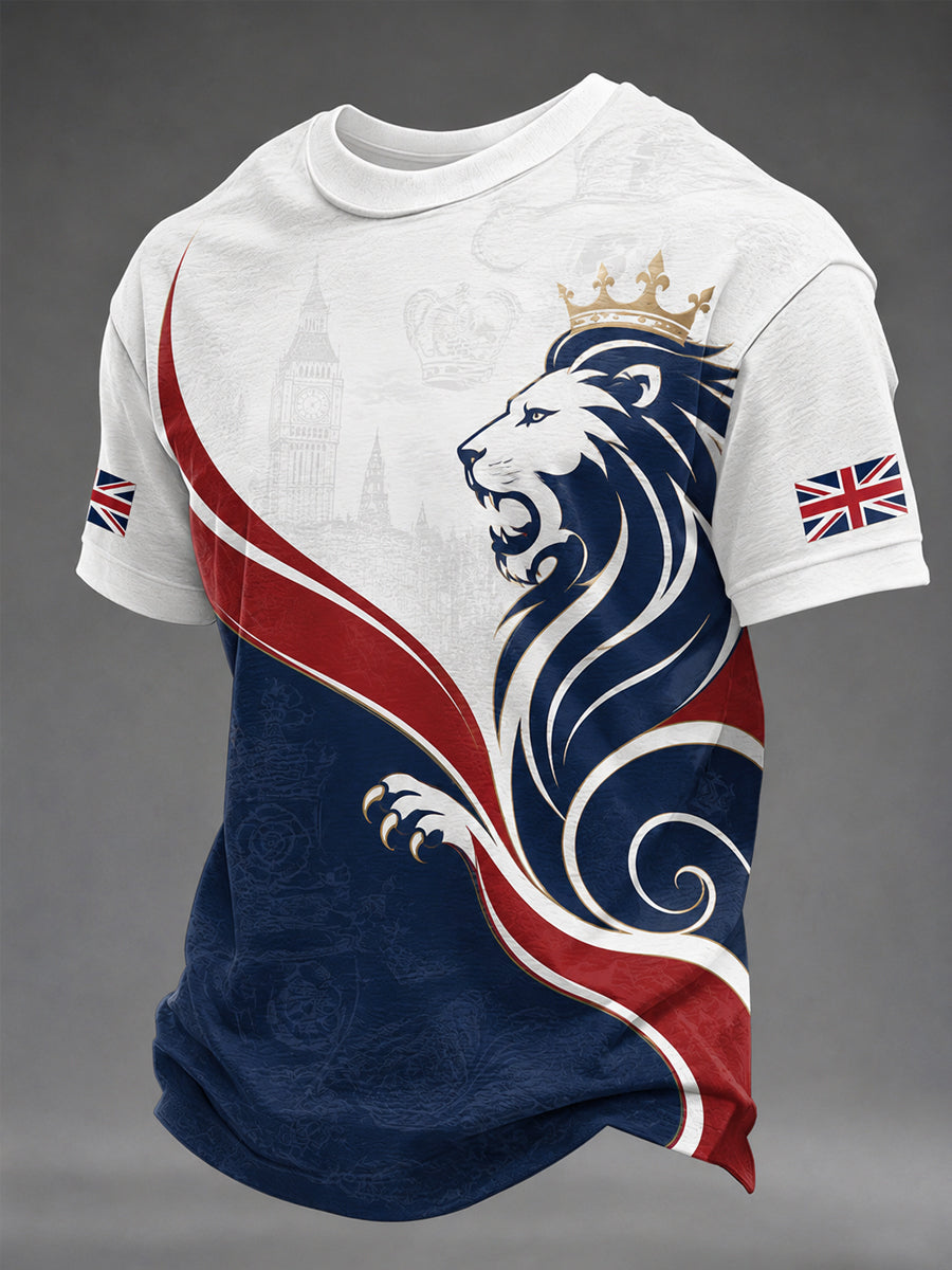 Men's British Lion Print Casual Tee