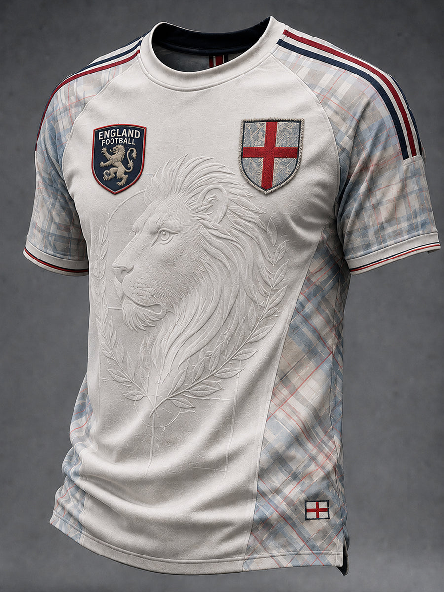 Retro England Football Fan Art Print Casual T-Shirt