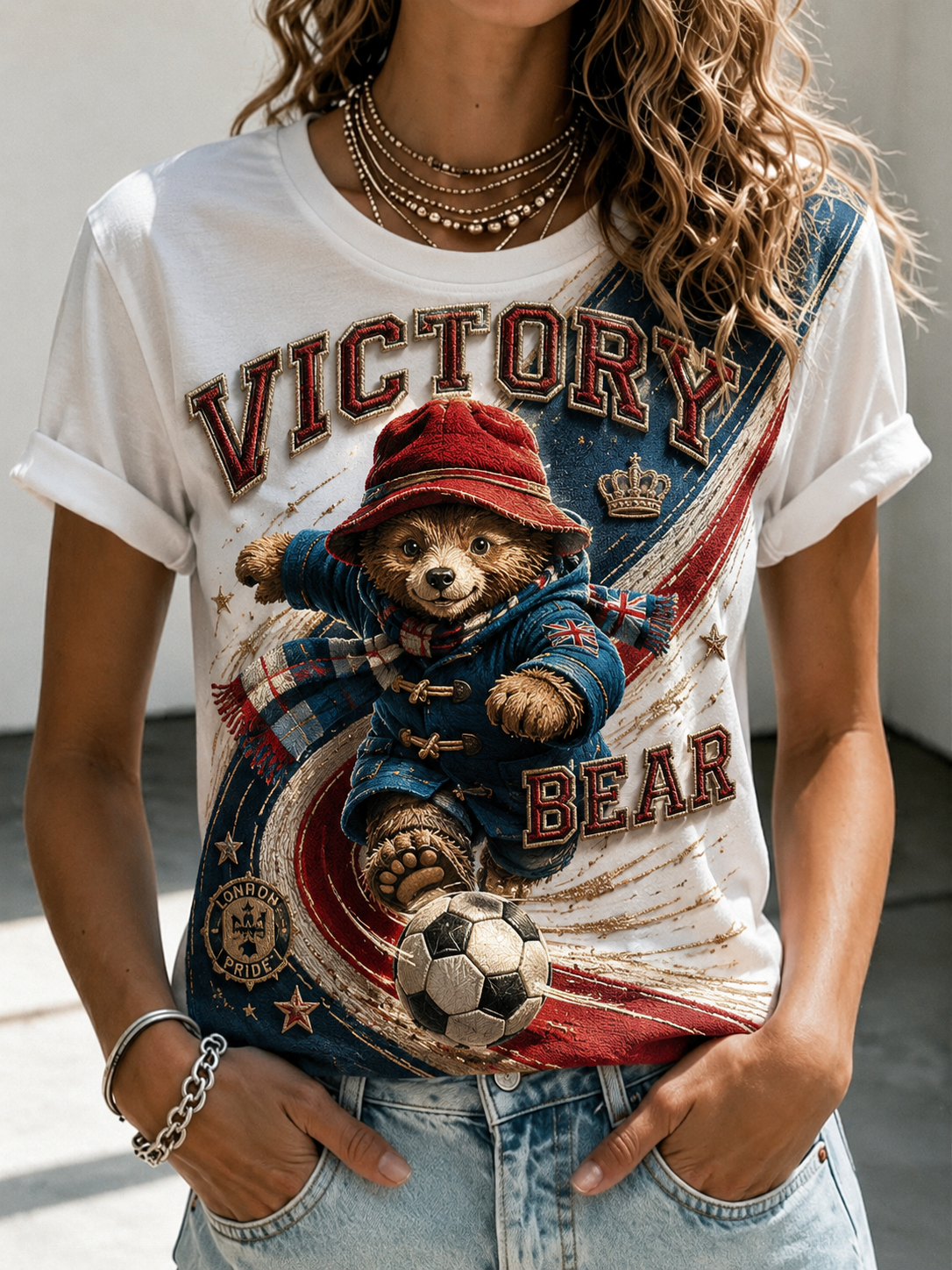 Women's Paddington Bear Football Short-Sleeved T-Shirt