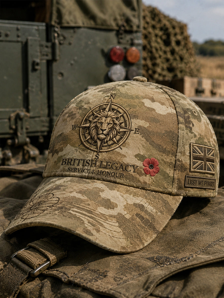Men's Vintage-Style Cap With Military-Inspired Camouflage Print