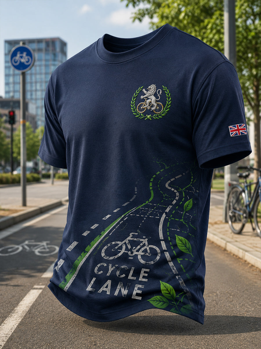 Men's Short-Sleeve Top With "Green Travel" Themed Print