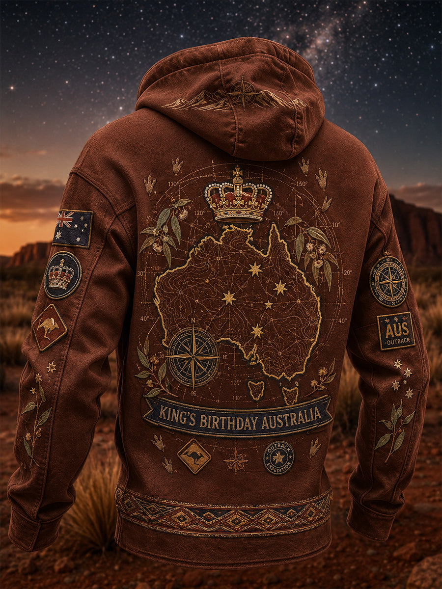 Men's King's Birthday AustraliaOversized Drop-Shoulder Hoodie with Pockets