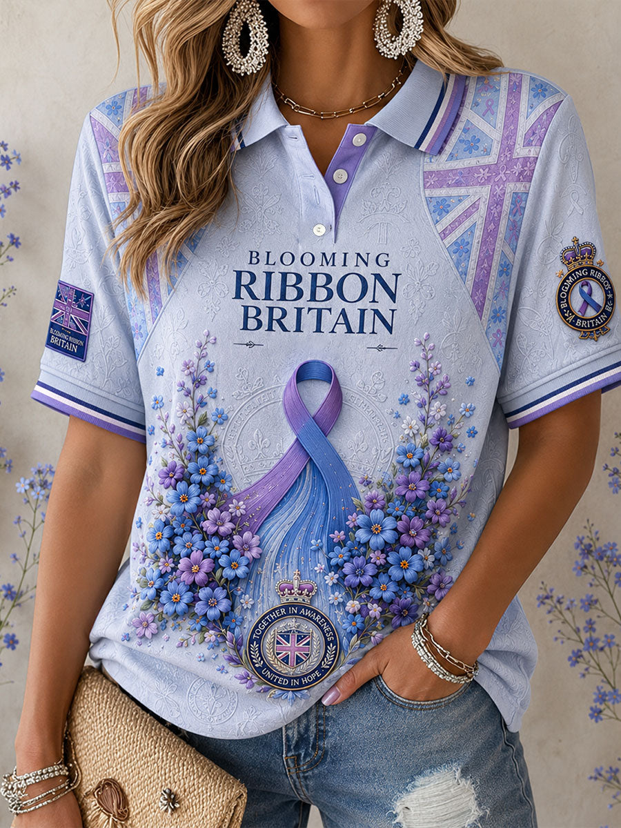 Women's UK Alzheimer's Awareness Floral Printed Casual Tops