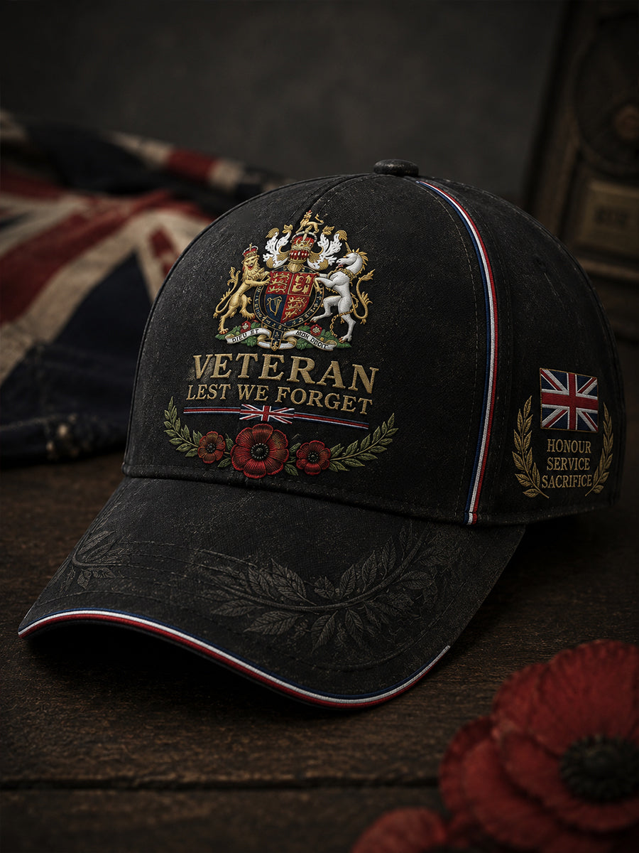Men's Vintage-Style Cap Featuring Veteran-Themed Military Prints