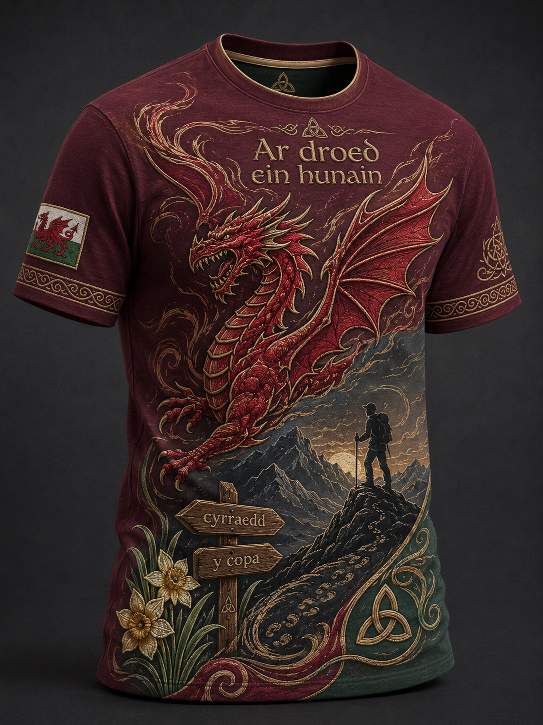 Men's Wales Outdoor Running Art Print T-Shirt