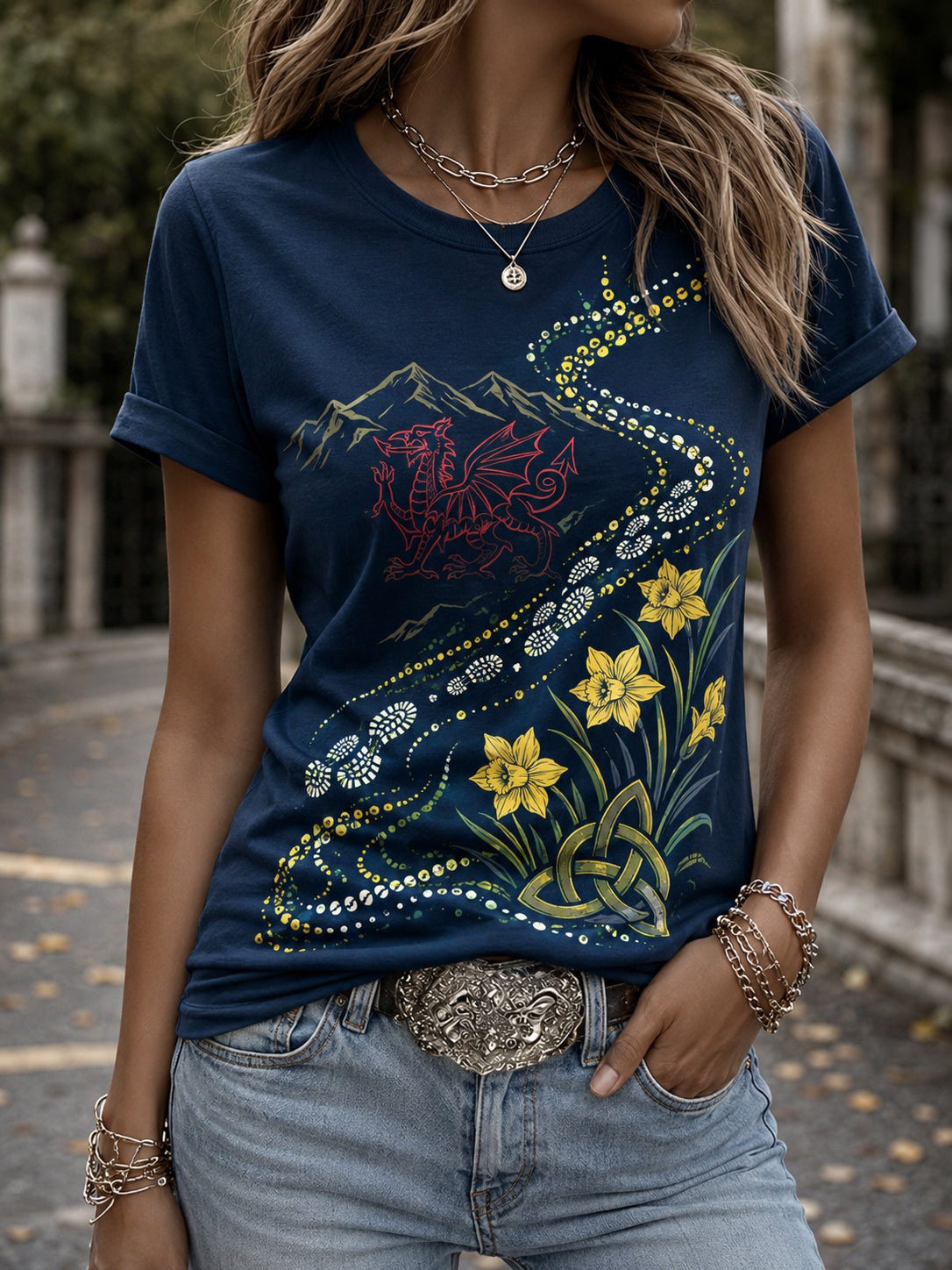 Women's Uk Wales Outdoor Running Graphic Print T-Shirt
