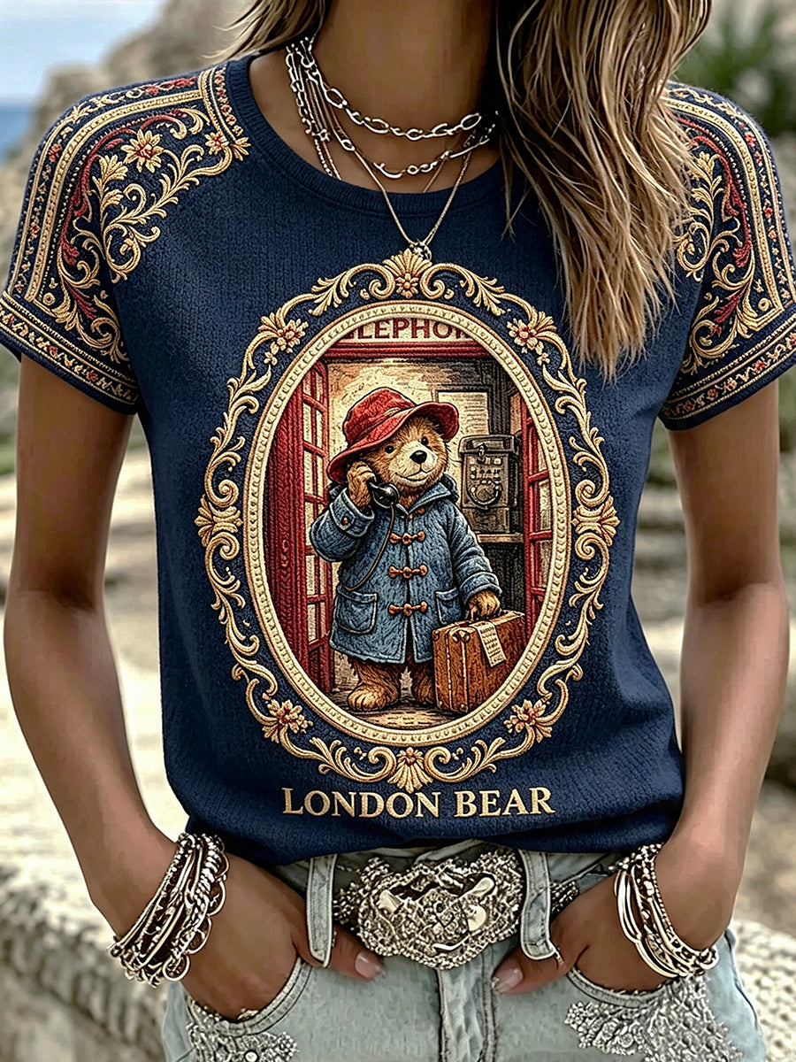 Women's Printed Vintage Fashion Loose Short Sleeve T-Shirt