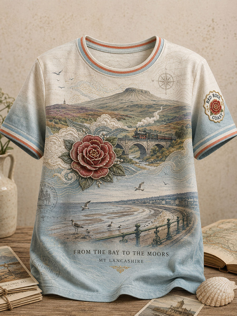 Women's Lancashire Red Roses Art Printed T-shirt