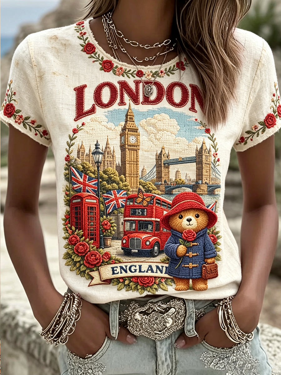 Women's Printed Vintage Fashion Loose Short Sleeve T-Shirt