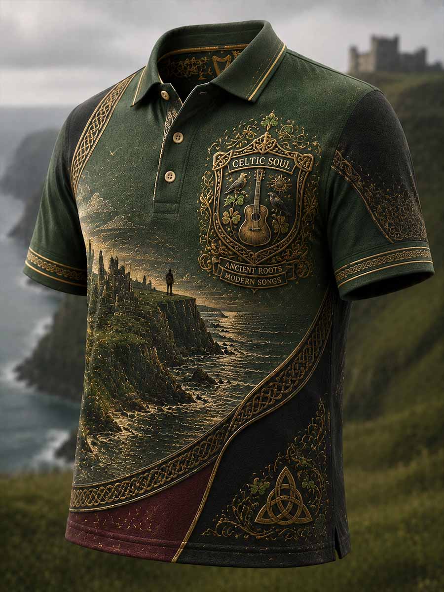 Men's Commemorative Glen Singer Pattern Print Polo Shirt