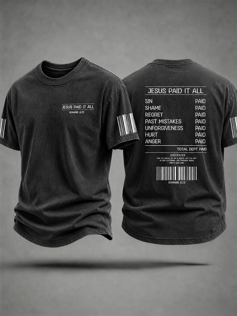 Men's Jesus Paid It All Print Casual Tee