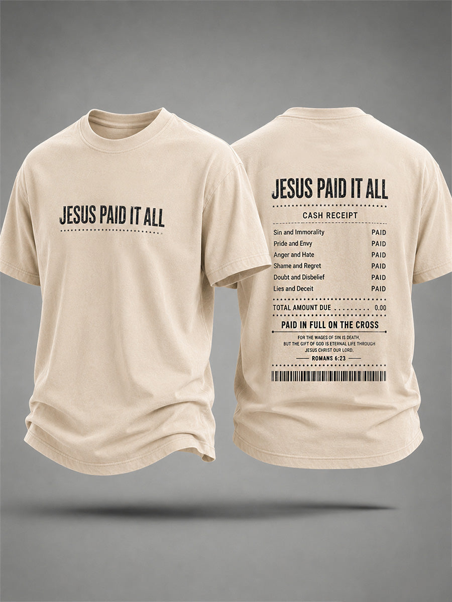 Men's Jesus Paid It All Print Casual Tee