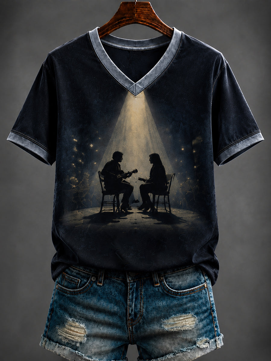 Women's Glen Memory Printed V-neck T-shirt