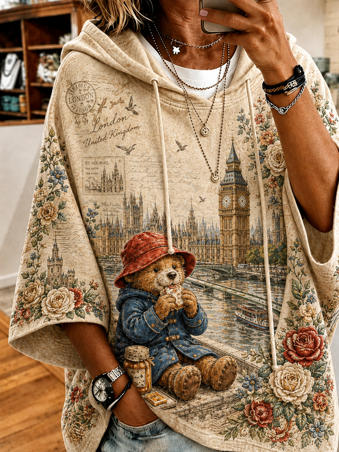 Women’S Paddington Bear Short-Sleeve Hoodie
