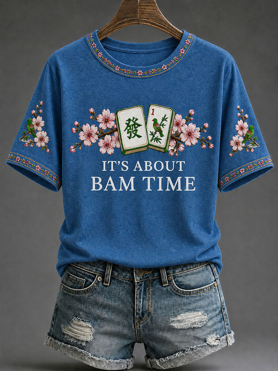 Women's Mahjong Print Casual T-Shirt