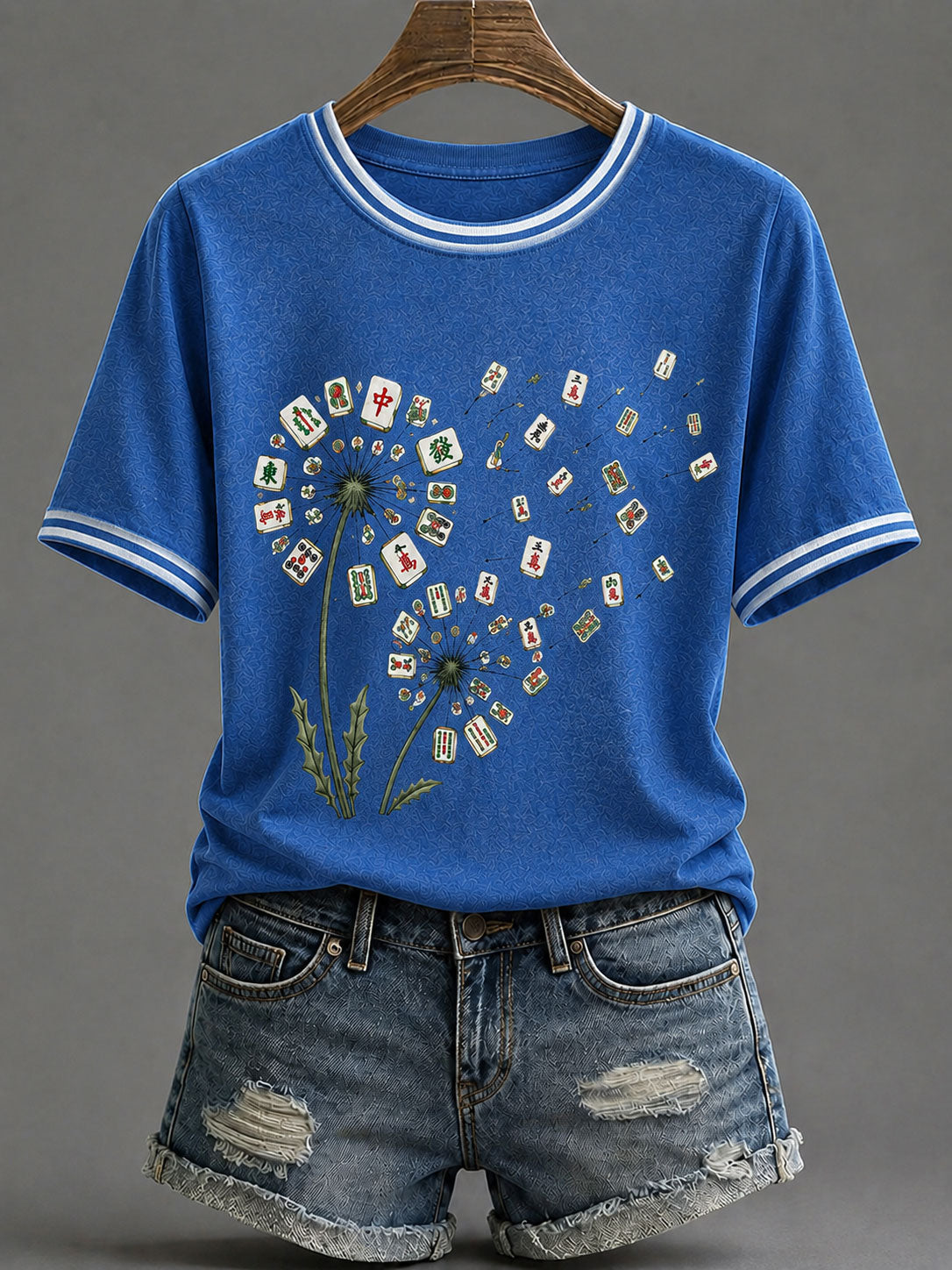 Women's Mahjong Print Casual T-Shirt