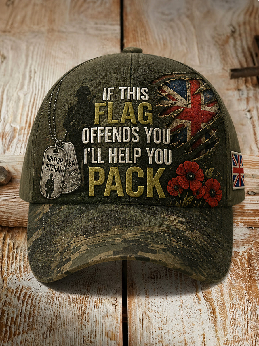 Men's Vintage-Style Hat With Veteran Commemorative Slogan Print