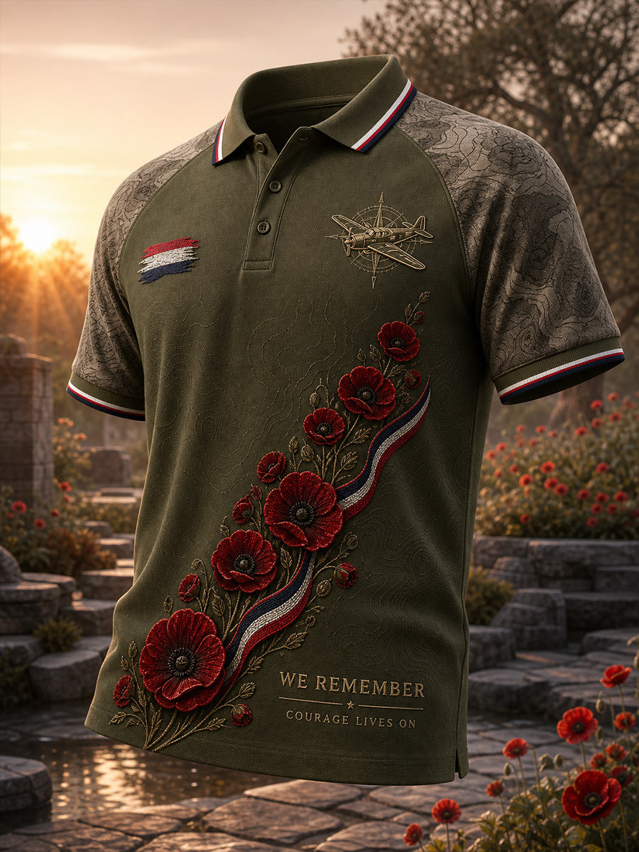 Vintage British Veteran-Inspired Graphic Casual Polo Shirt